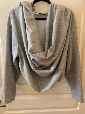 SUMWON Draped Hoodie with Cinched Hems in Grey - L